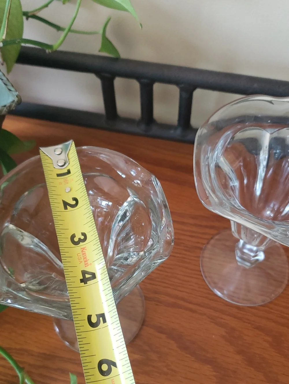 Vintage (2) Classic Clear Glass Dessert Compote Pair - Footed Sundae Cups